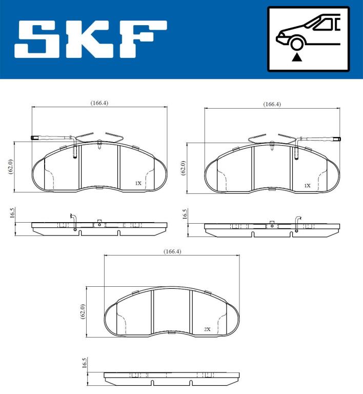 Jeu de 4 plaquettes de frein SKF ref. VKBP 81066 E